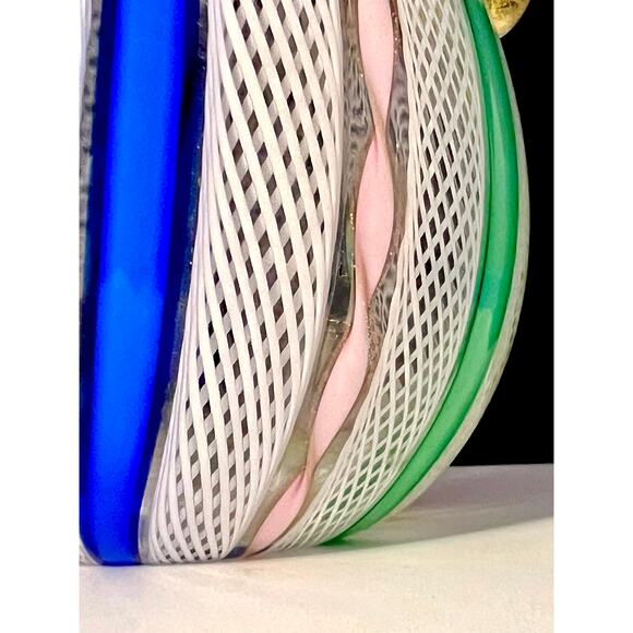 RARE Murano Zanfirico Latticino Glass Decanter Arlecchino Ribbon Gold Aventurine - Picture 8 of 11